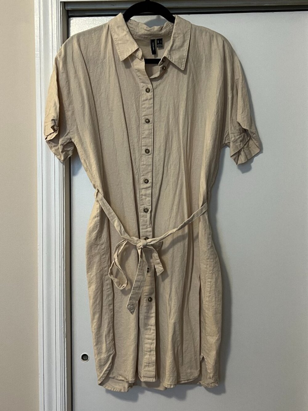 Veromoda Beige Belted Shirt Dress
